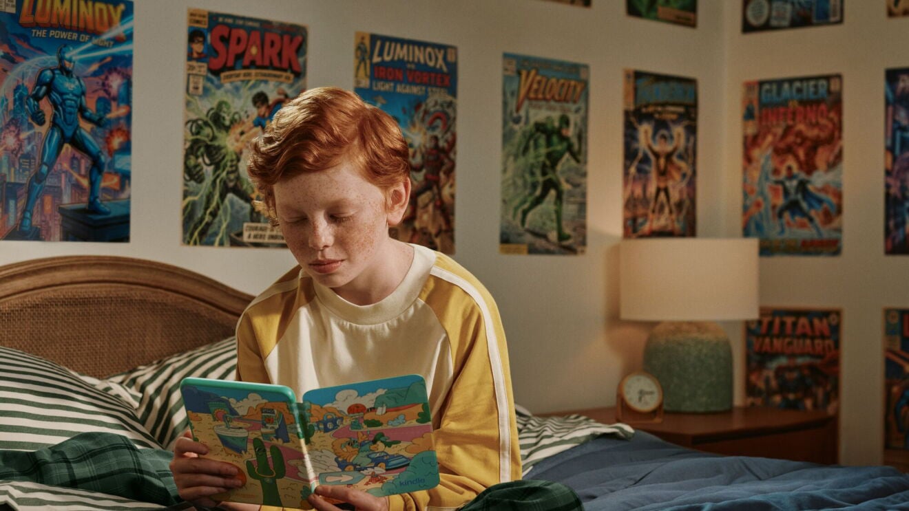 The new Kindle Kids shown with the TK cover.