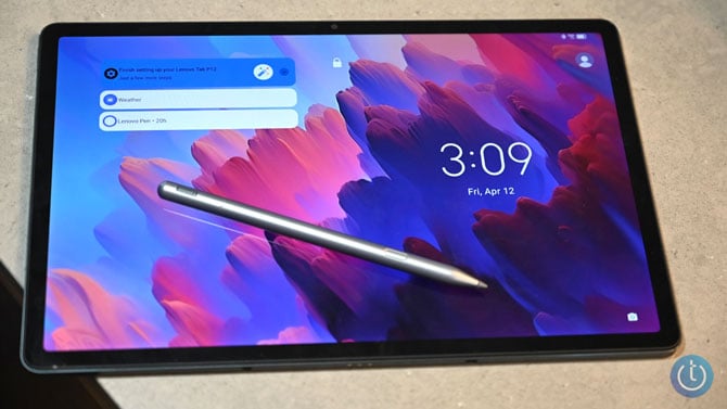Lenovo Tab P12 shown with its pen.