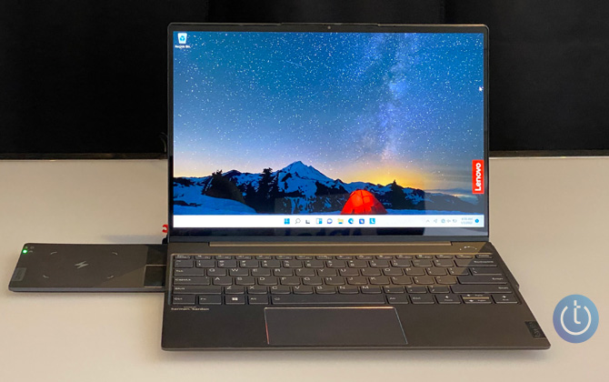 Lenovo ThinkBook 13x Gen2 sitting on the optional Wireless Charging Pad