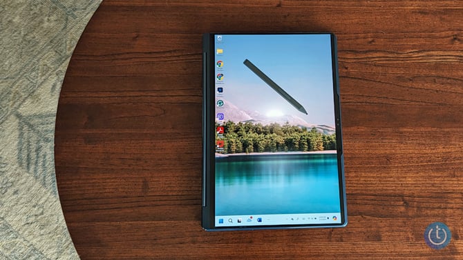 Lenovo Yoga 9 Gen 9 in tablet mode showing the Slim Pen