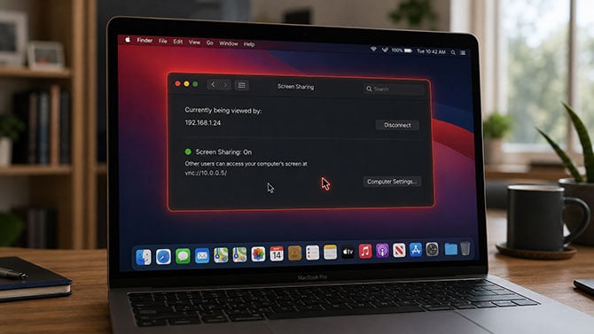 Concept image showing a Mac Screen Sharing.