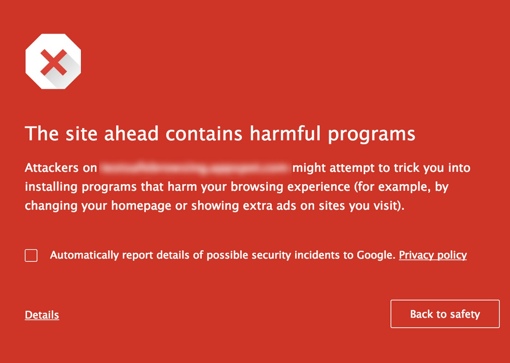 Malware Warning on Google Chrome