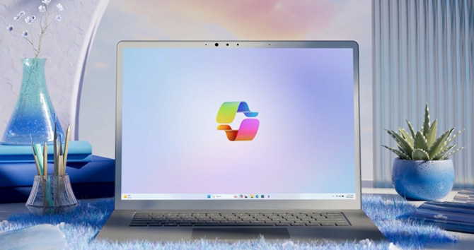 Laptop showing the Microsoft Copiolot logo.