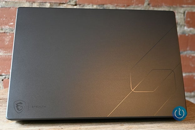 MSI Stealth 16 AI+ backlid showing dragon emblem and Stealth logo