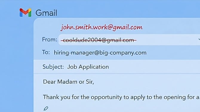 Email crossed out with a new one above it.