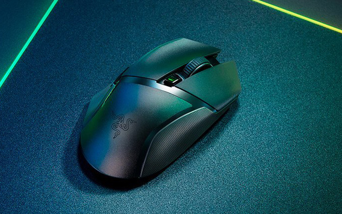 Razer Basilisk X Gaming Mouse on lighted mouse pad