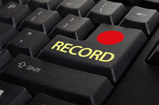 Record button on computer