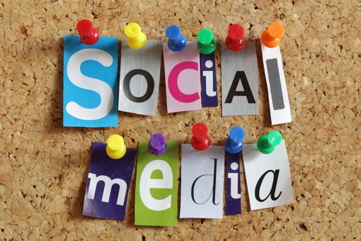 Social Media on a pinboard concept image