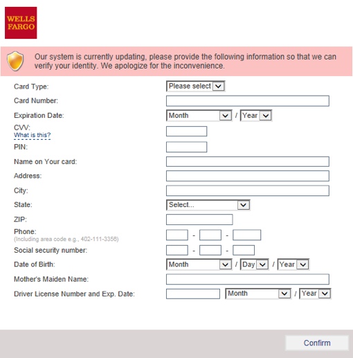 Tiny Banker fraud form