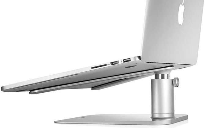 Twelve South HiRise stand from the side with MacBook on white background