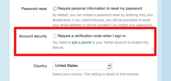 Twitter two-step authentication