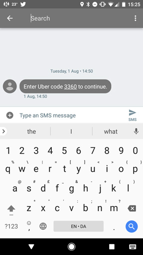 Uber fraudulent text
