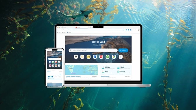 Wave browser shown on a laptop and mobile phone