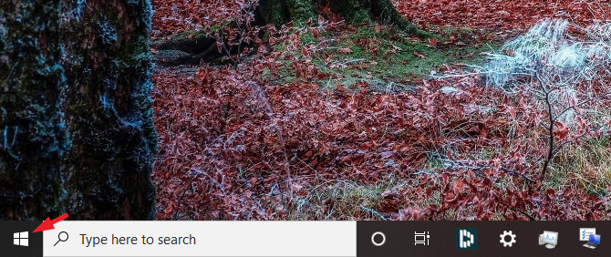 Screenshot of home screen for Windows 10 with Start Button pointed out in the lower left corner.