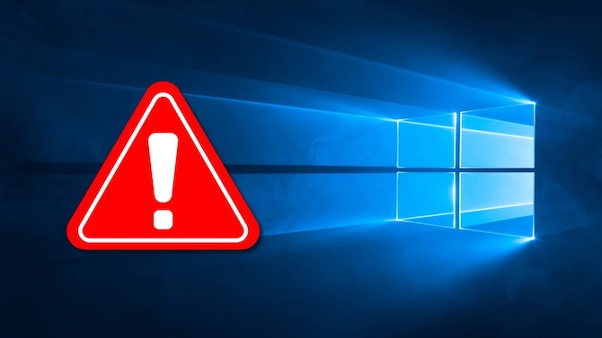 The Microsoft Windows logo combined with an alert symbol-a white exclamation point in a red triangle