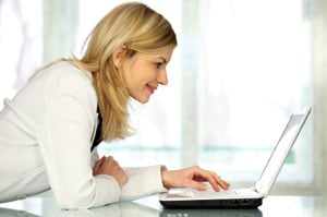 woman using laptop