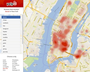 Yelp's Bacon heatmap for NYC