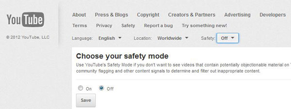 YouTube  Safety Mode