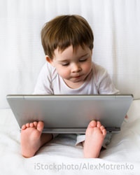 toddler with computer