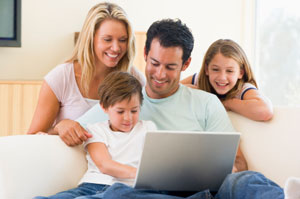 Family with laptop