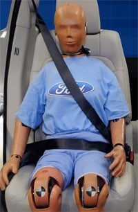 Ford seat belt with airbag uninflated