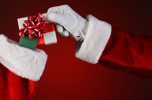 Santa filling a stocking