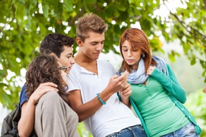 Teens using a smartphone