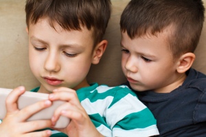 Kids using a smartphone