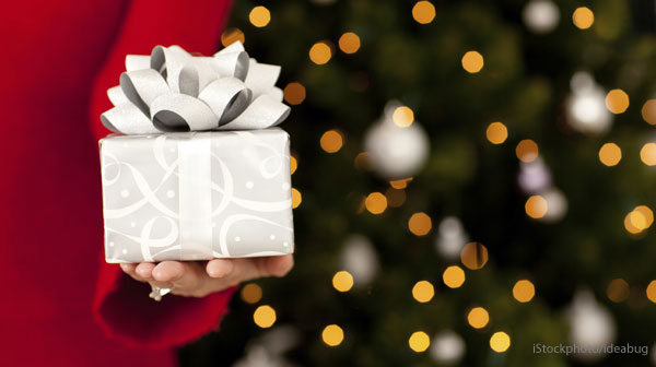 woman holding gift