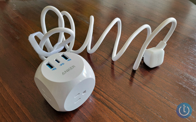 Anker 524 power strip on wood table