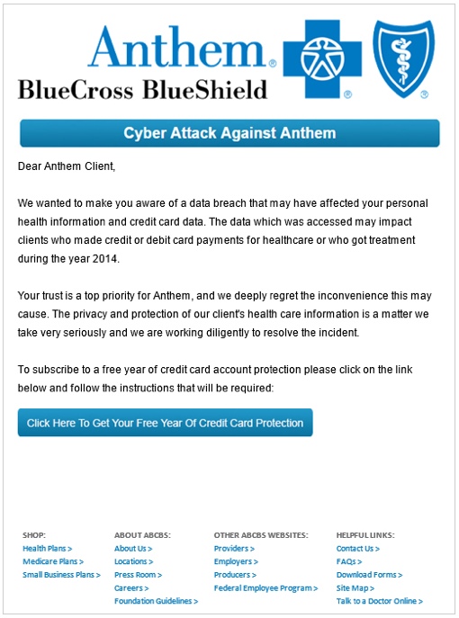 Anthem scam email
