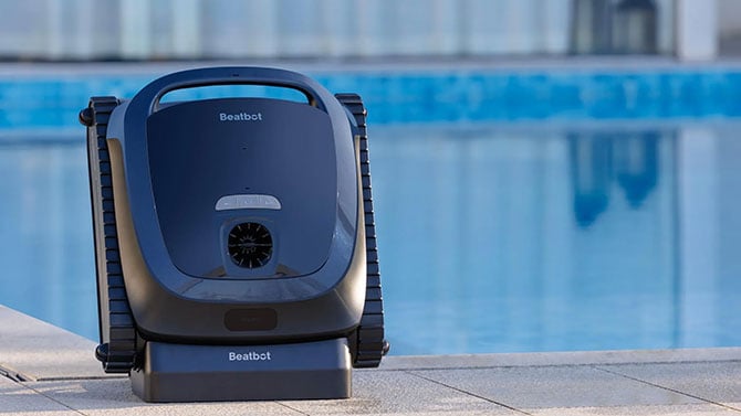 Beatbot AquaSense 2 sitting by a pool.