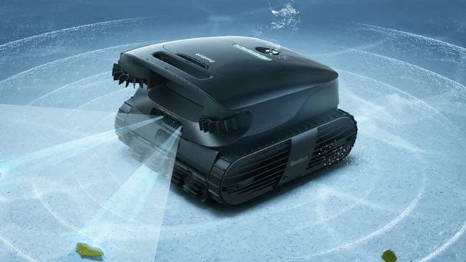 A Beatbot Aquasens pool robot cleaning