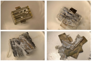 Time-lapse photos of the biodegradable battery