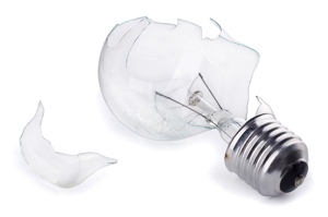 broken incandescent light bulb