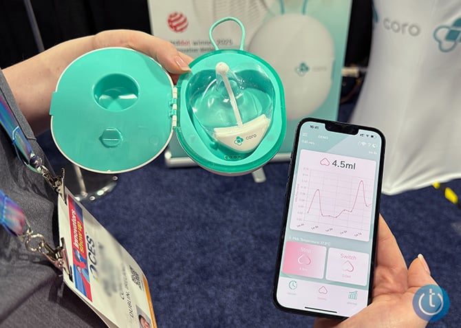 Coroflo Coro in its case with an phonse showing data from the flow meter.