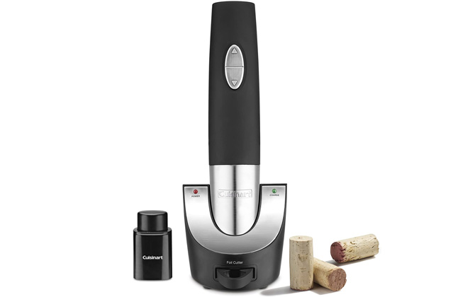 Cuisinart Vacuum Sealer on the left with the Wine opener to the right and wine corks to the right of that. 