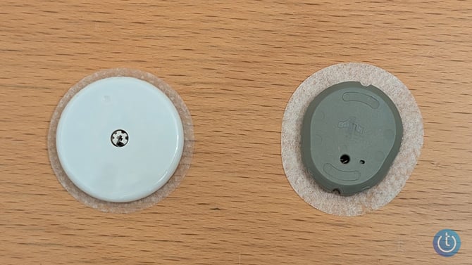 Abbott Labs Lingo on the left and Dexcom Stelo on the right