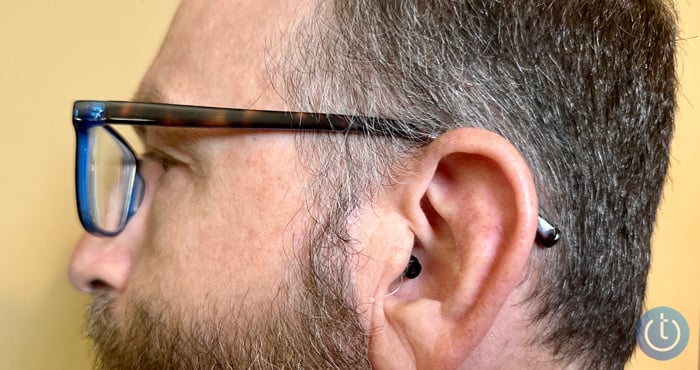 Eargo 7 shown in ear from the side.