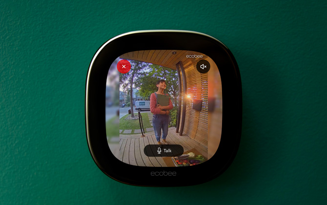 Ecobee Smart Thermostat Premium with video feed from the Smart Doorbell Camera.