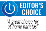 Techlicious Editor's Choice award logo with the text: A great choice for at-home baristas.