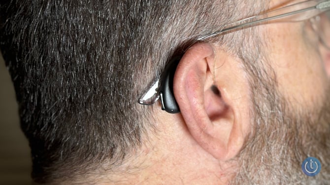 Elehear Alpha Pro shown in ear from the back