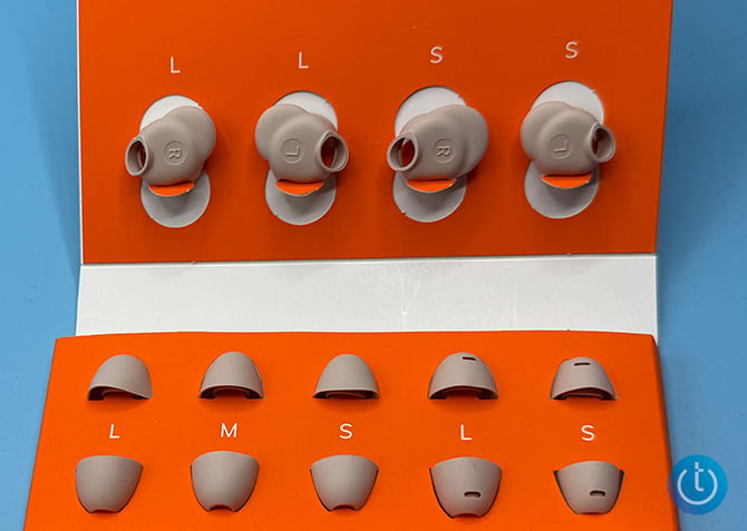 Elehear has included three sets of both small, medium, and large “closed” solid and “open” slotted ear tips in an easy to identify cardboard array rather than loose in a clear plastic bag.