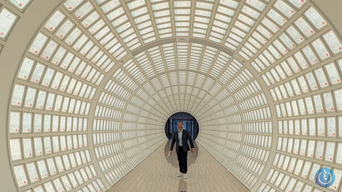 Josh Kirschner stands in the tunnel of patents in Fotile’s Future Factory in Ningbo, China.