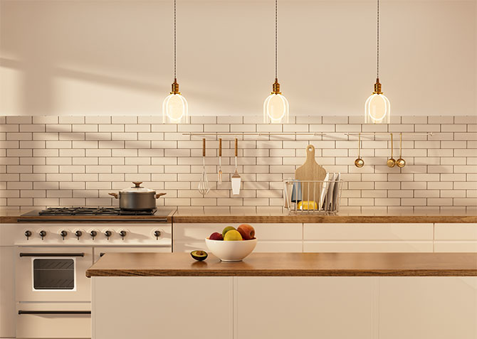 GE Edge Light bulb shown in transparent fixtures