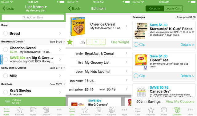 sample grocery list with prices