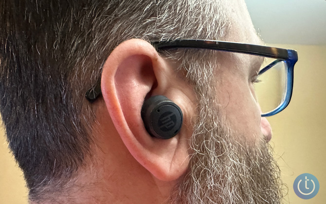 Stewart Wolpin shown from the side wearing the HP Hearing Pro