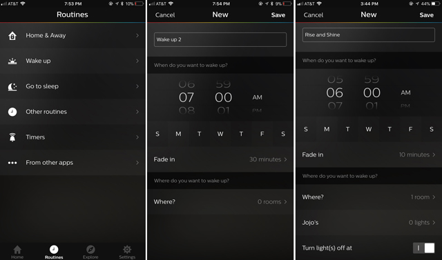 Set wake-up alarm with Hue