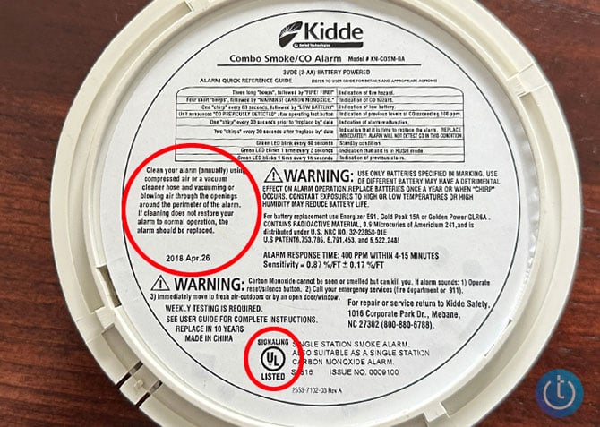The back of my Kidde smoke detector shows that it's UL certified but has long passed its expiration date.