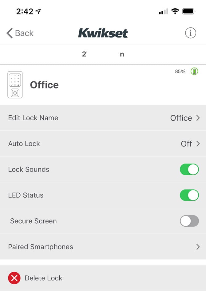 Kwikset app settings